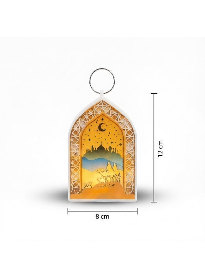 طقم فوانيس رمضان ليد 3 قطع – يشمل شكل الهلال، الأرك الإسلامي، والكرة الدائري – إضاءة ديكور للمنزل والتعليق (12 × 8 سم) - Image 2